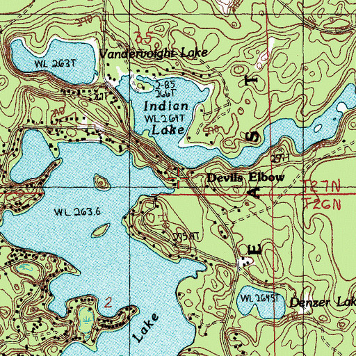 Topographic Map of Devils Elbow, MI