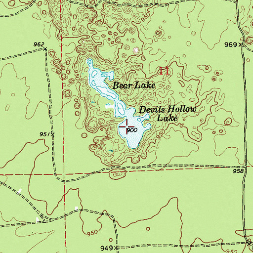 Topographic Map of Devils Hollow Lake, MI