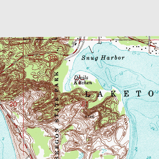 Topographic Map of Devils Kitchen, MI