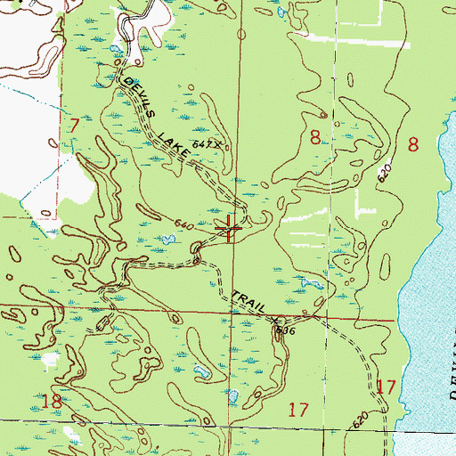 Topographic Map of Devils Lake Trail, MI
