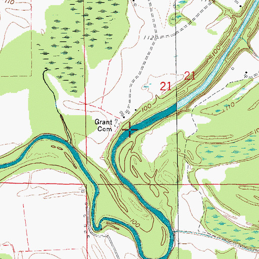 Topographic Map of Grant Ferry (historical), AR
