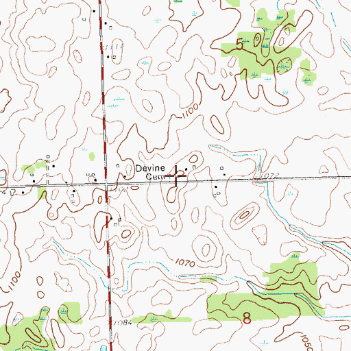 Topographic Map of Devine Cemetery, MI
