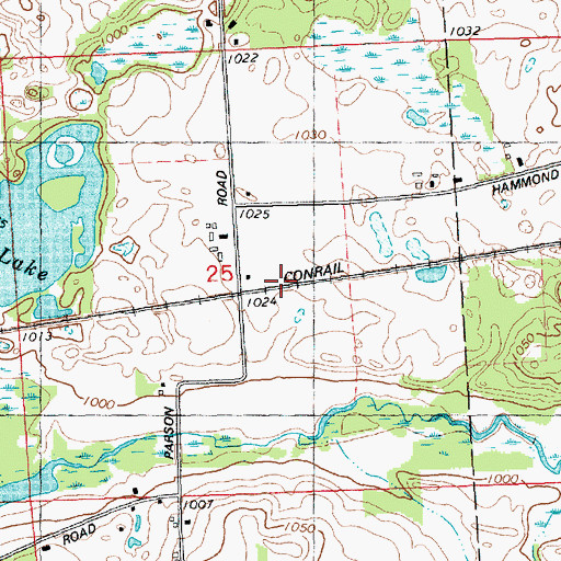 Topographic Map of Dewey Church, MI