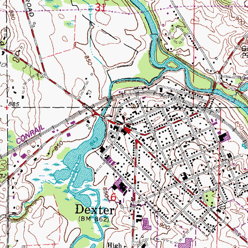 Topographic Map of Dexter, MI
