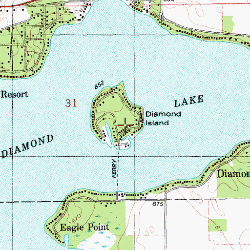 Topographic Map of Diamond Island, MI