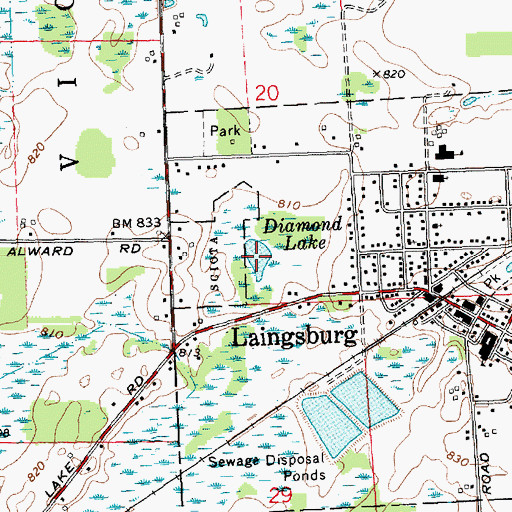 Topographic Map of Diamond Lake, MI