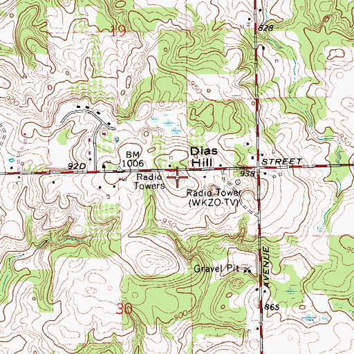 Topographic Map of Dias Hill, MI