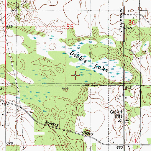 Topographic Map of Dibble Lake, MI