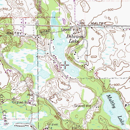 Topographic Map of Dibrova Lake, MI