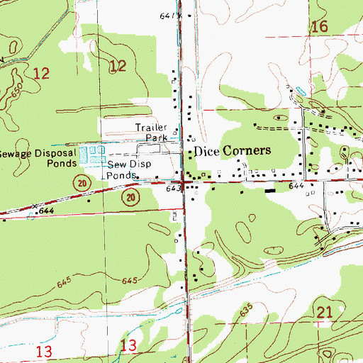 Topographic Map of Dice Corners, MI