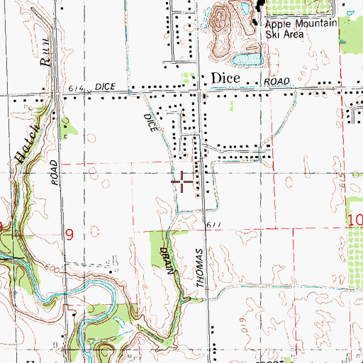 Topographic Map of Dice Drain, MI