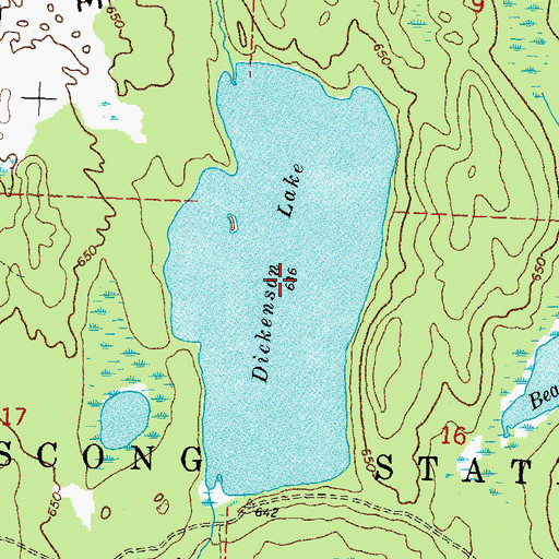 Topographic Map of Dickenson Lake, MI