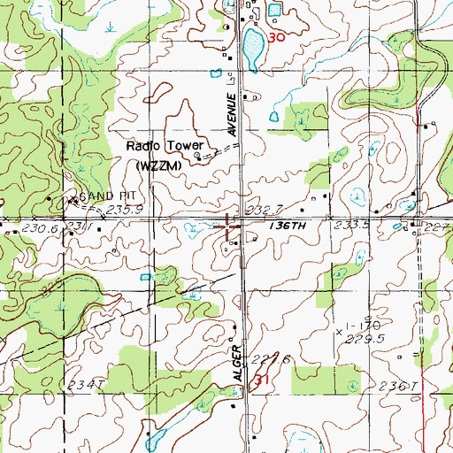 Topographic Map of Dickenson School, MI