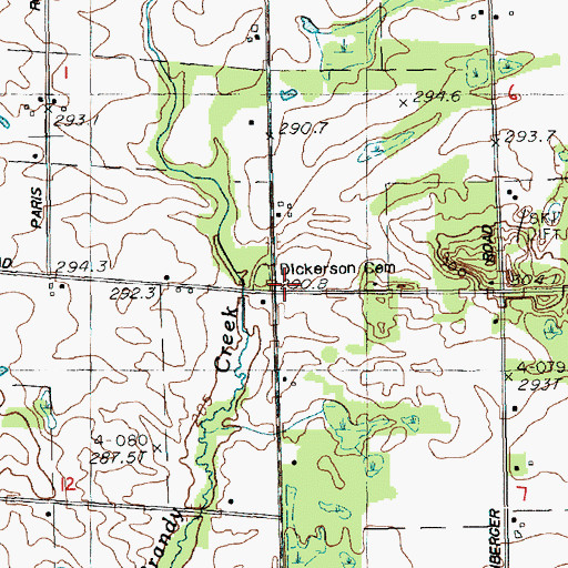 Topographic Map of Dickerson Cemetery, MI