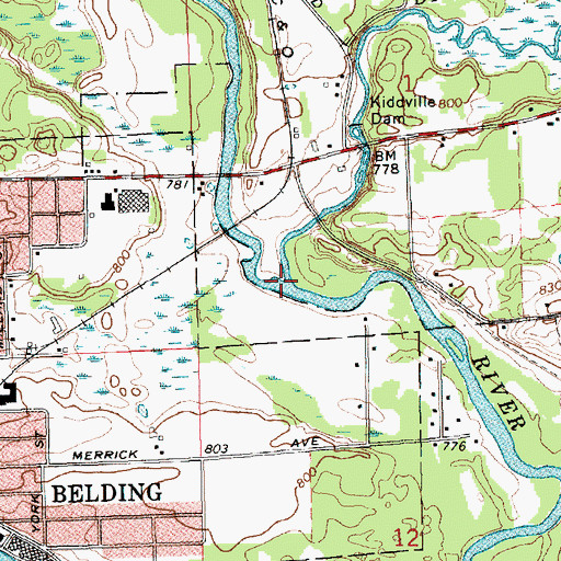 Topographic Map of Dickerson Creek, MI