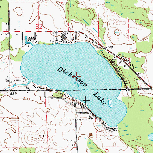 Topographic Map of Dickerson Lake, MI