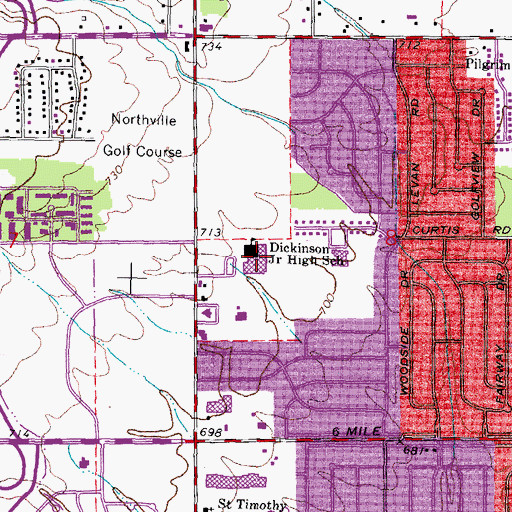 Topographic Map of Dickinson Junior High School, MI