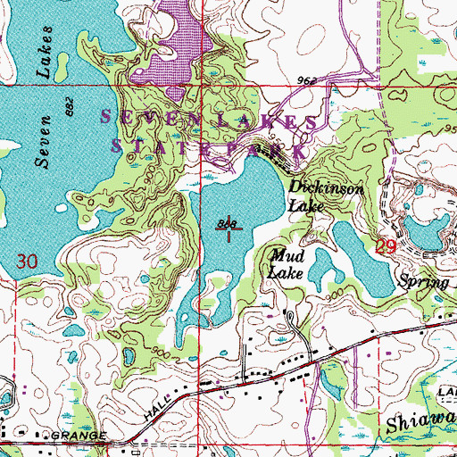 Topographic Map of Dickinson Lake, MI