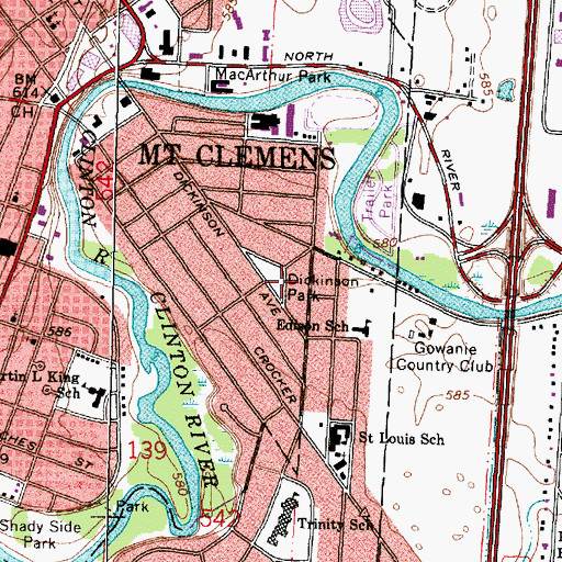 Topographic Map of Lawndale Park, MI