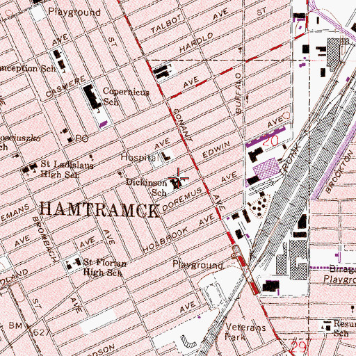 Topographic Map of Dickinson School, MI
