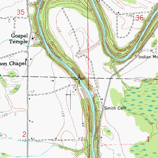 Topographic Map of Smith Ferry (historical), AR