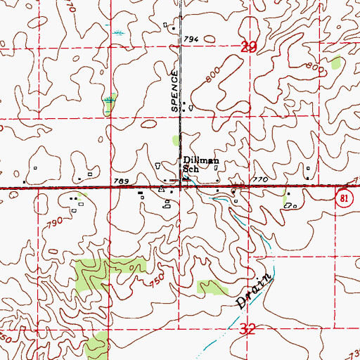 Topographic Map of Dillman School, MI