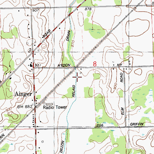 Topographic Map of Dillon Relaid Drain, MI