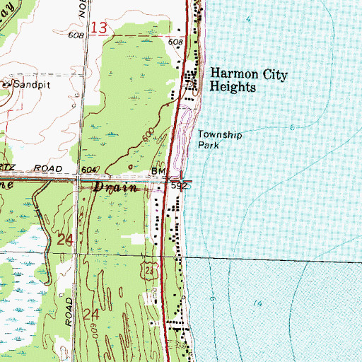 Topographic Map of Dime Drain, MI