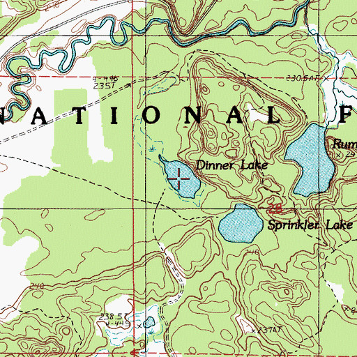 Topographic Map of Dinner Lake, MI