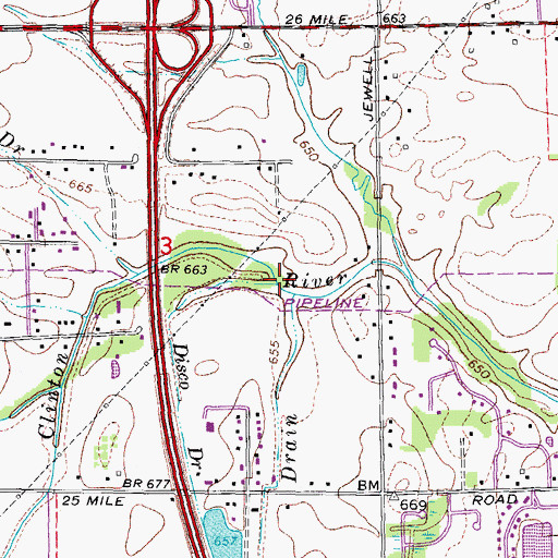 Topographic Map of Disco Drain, MI