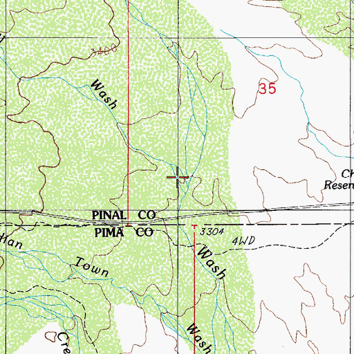 Topographic Map of Indian Well Wash, AZ