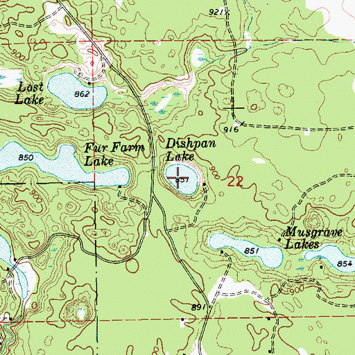 Topographic Map of Dishpan Lake, MI