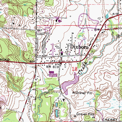 Topographic Map of Dixboro, MI