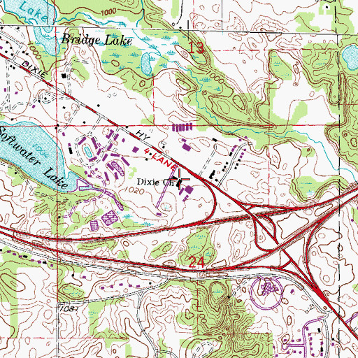 Topographic Map of Dixie Church, MI