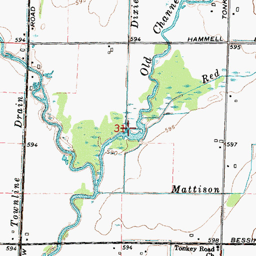 Topographic Map of Dixie H Drain, MI