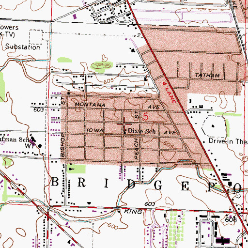 Topographic Map of Dixie School, MI