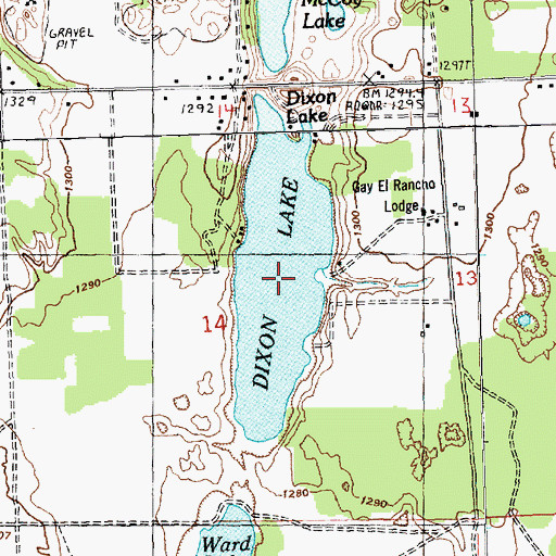 Topographic Map of Dixon Lake, MI