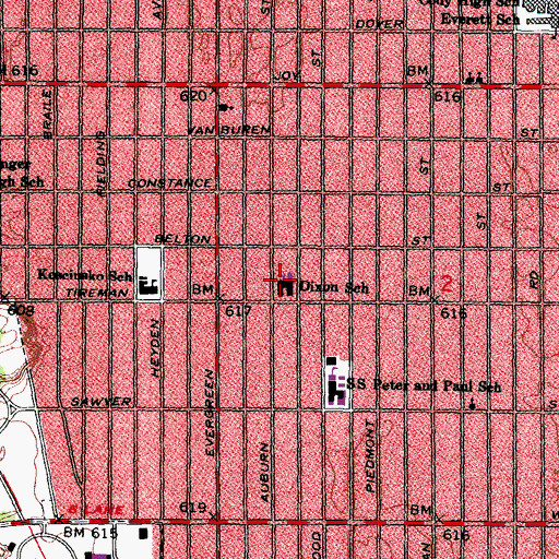 Topographic Map of Dixon School, MI
