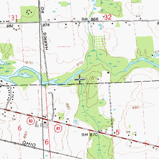 Topographic Map of Doan Creek, MI