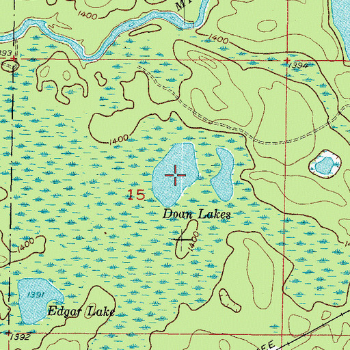 Topographic Map of Doan Lakes, MI