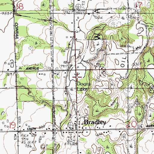 Topographic Map of Doans Lake, MI