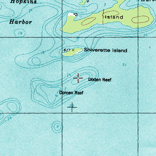 Topographic Map of Doden Reef, MI