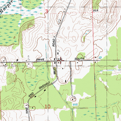 Topographic Map of Dodge School, MI