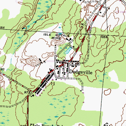 Topographic Map of Dodgeville, MI