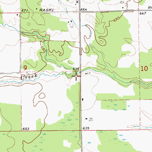 Topographic Map of Doe Creek, MI