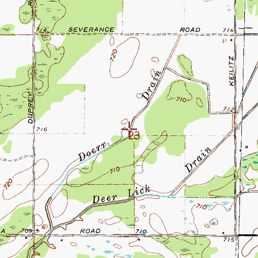 Topographic Map of Doerr Drain, MI