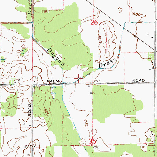 Topographic Map of Doggan Drain, MI