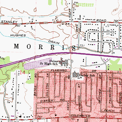 Topographic Map of Dolan Junior High School, MI