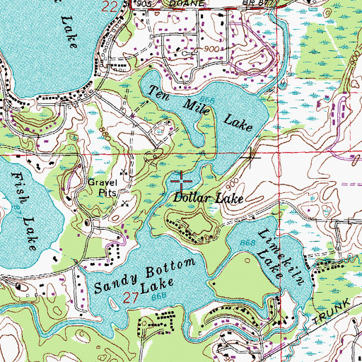 Topographic Map of Dollar Lake, MI