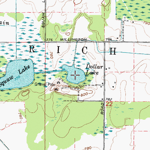 Topographic Map of Dollar Lake, MI